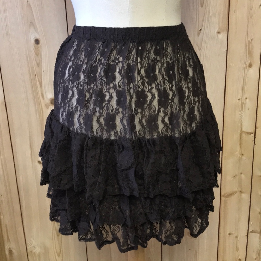 Kings Crown Collection brown tiered lace extender skirt Large layering boho